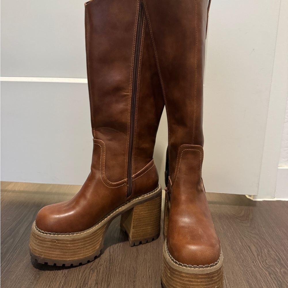 Dolls Kill Brown Heeled Platform Boots